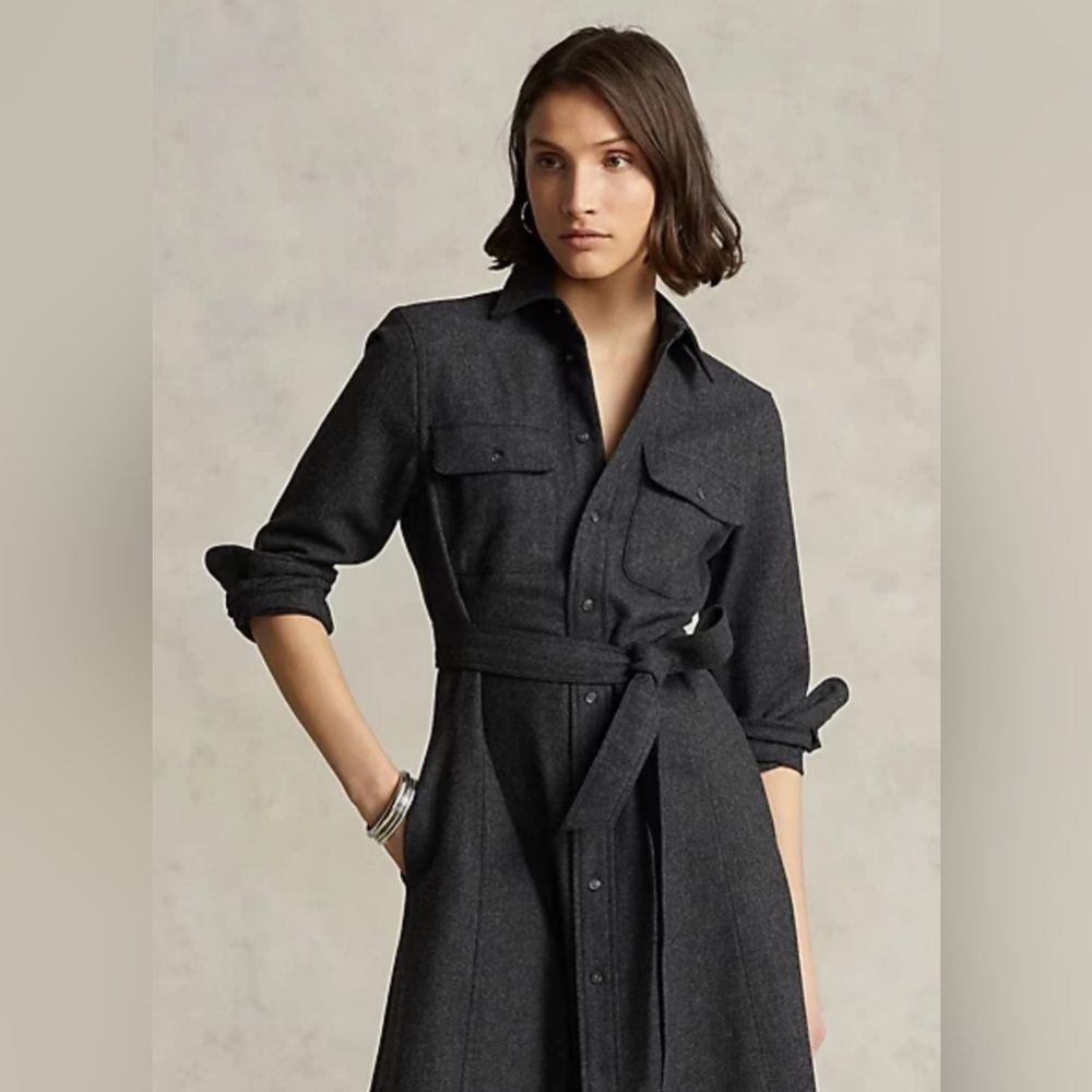 Polo Ralph Lauren Utility Wool Belted Midi Shirtdress - Picture 3 of 10